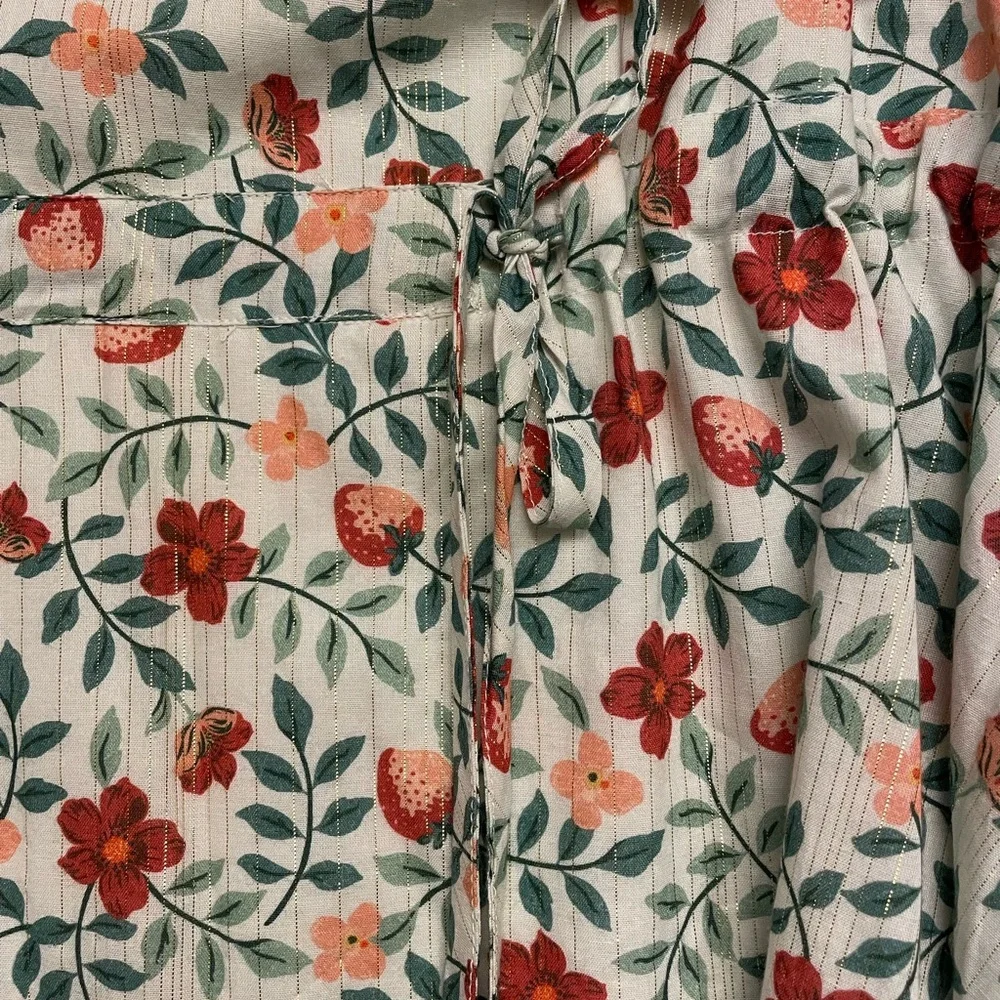 Draper James White Floral Drawstring Waist Tunic
